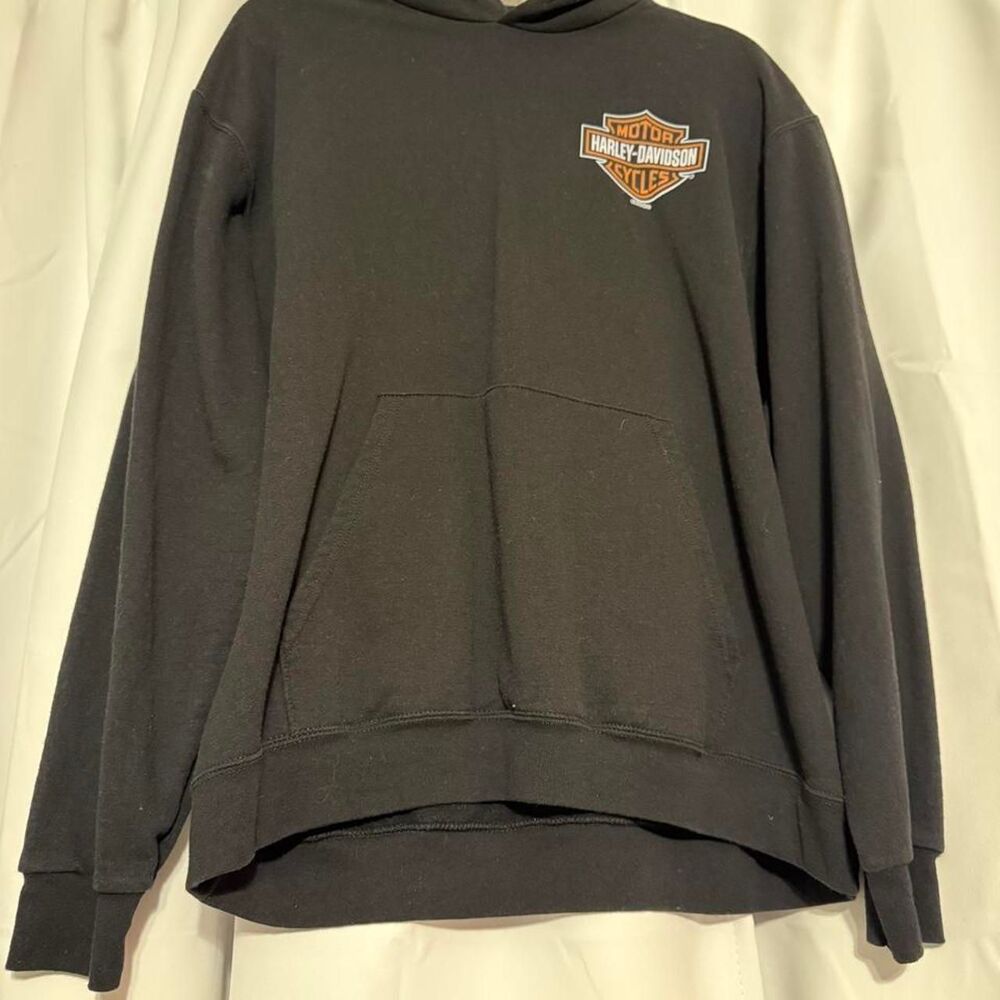 Harley-davidson Men's Black and Grey Hoodie